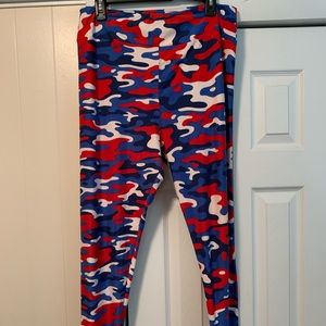 LulaRoe TC2 Red, white and blue camo leggings